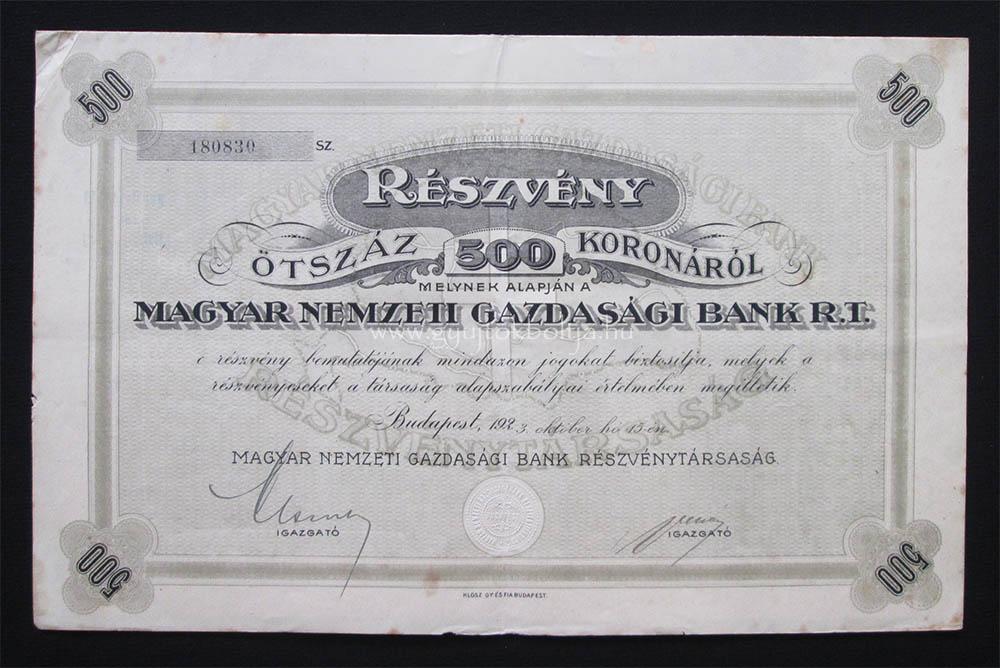 Magyar Nemzeti Gazdasági Bank 500 korona 1923 - Irredenta!